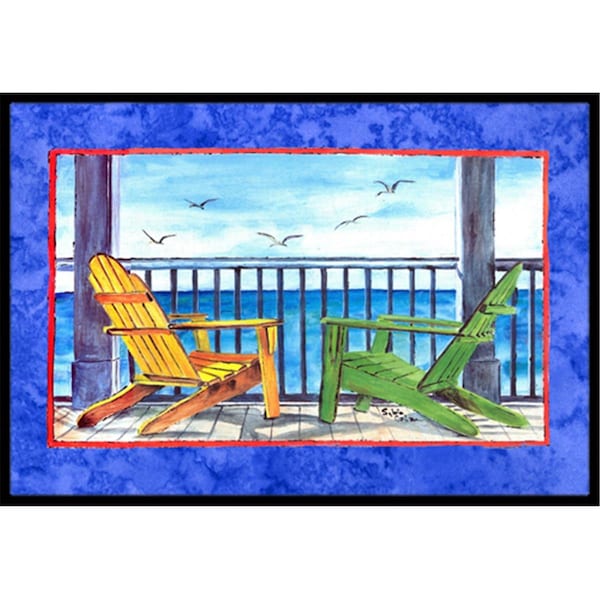 Jensendistributionservices 18 x 27 In. Adirondack Chairs Blue Indoor or Outdoor Mat MI2554174 - main